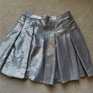 Shimmering Silver Pleated Skort